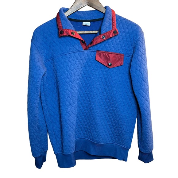 Zyia‎ Active Quilted Blue/Red Snap Collar Sweatshirt size medium - Picture 1 of 9